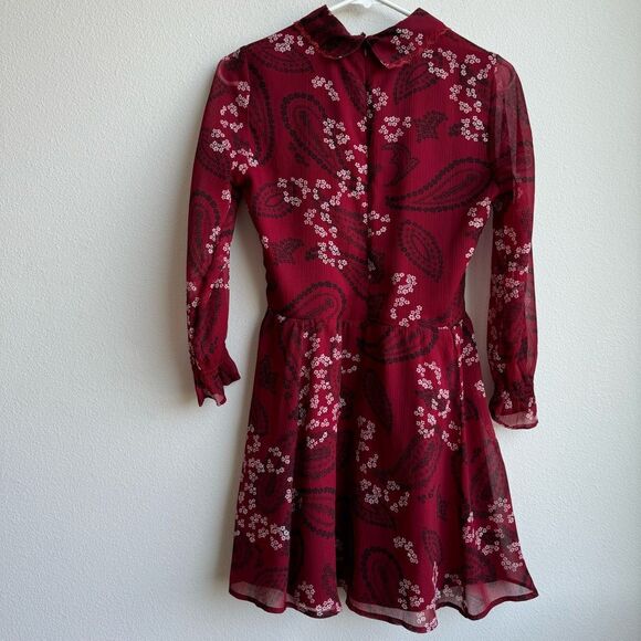 Abercrombie & Fitch Red Tier Peter Pan Collar Floral Flare Mini Dress Size Small - Picture 6 of 7